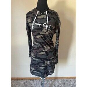 Camo "Baby Girl" Long Sleeve Hoody Mini Dress   8469  Medium